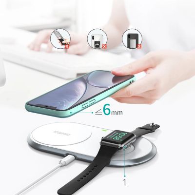 8. Choetech Qi 2in1 wireless charger for smartphones / Apple Watch with stand (MFI) USB Type C white (T317)