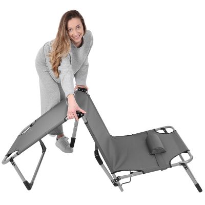 10. FOLDING CAMPING BED, 3-POSITION, 188 X 73 X 28 CM, DARK GREY