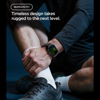 5. Spigen Rugged Armor Pro Case Strap for Apple Watch 46mm - Matte Black