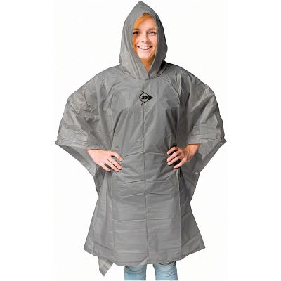 BICYCLE RAIN PONCHO FOR ADULTS 100x130x1CM PE 135GR DUNLOP - GRAY