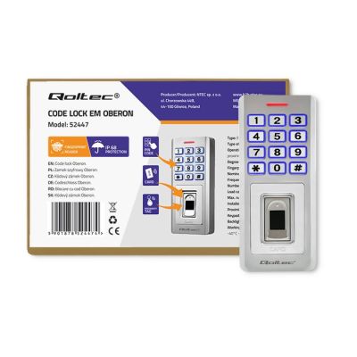 9. QOLTEC OBERON CODE LOCK WITH FINGERPRINT READER | RFID | CODE | CARD | KEYRING | BELL | IP68 | EM
