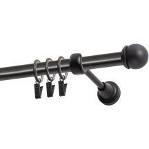 Single Curtain Rod Ø 19 mm, Black, 240 cm, MAX Finial, with Rings, KOWALSKI
