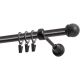 Single Curtain Rod Ø 19 mm, Black, 240 cm, MAX Finial, with Rings, KOWALSKI