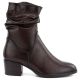 2. Women's high-heeled ankle boots with a gathered upper, brown Vinceza 58682