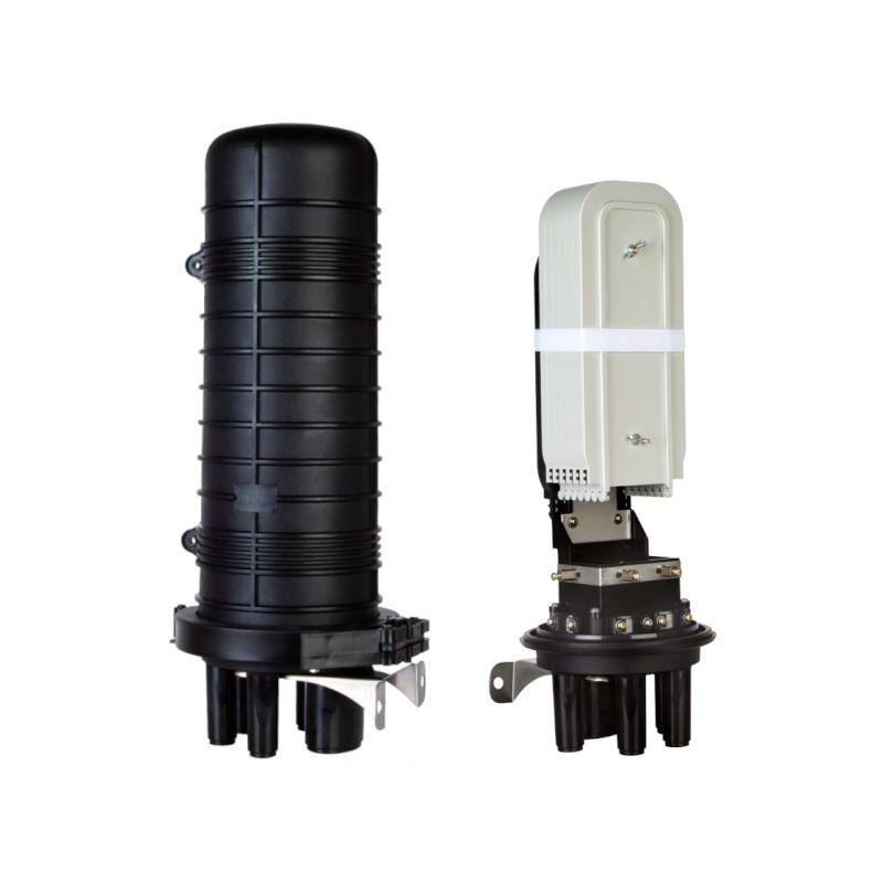 Vertical fiber optic joint for 144 splices COMPLETE (fully equipped: splice trays, splice protectors, mounting elements, heat shrink sleeves) ALANTEC