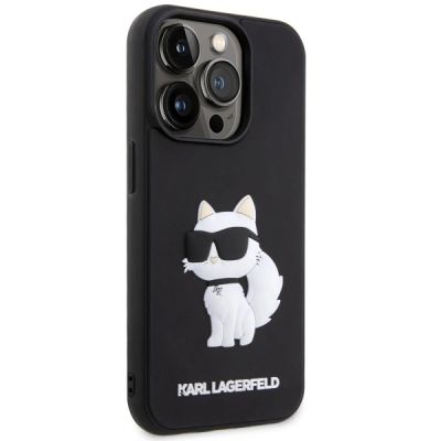 4. Karl Lagerfeld KLHCP14X3DRKHNK iPhone 14 Pro Max 6.7" black/black hardcase Rubber Choupette 3D