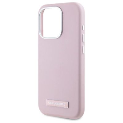 6. Karl Lagerfeld FW Metal Plate MagSafe iPhone 15 Pro Max Case - Pink