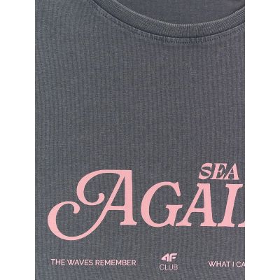 6. Women's slim T-shirt with print 4F 4FRAW26TTSHF4373-24S