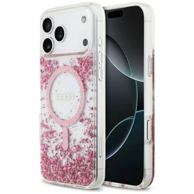 Guess Resin Bottom Glitter MagSafe Case for iPhone 17 Pro Max - Pink