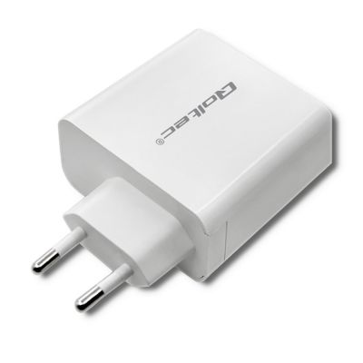 4. QOLTEC WALL CHARGER 63W | 5-20V | 1.5-3A | USB TYPE C PD | USB QC 3.0 | WHITE