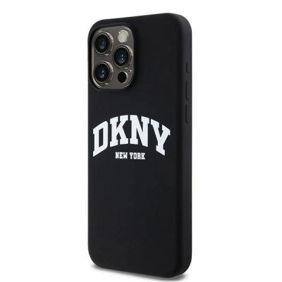 2. DKNY Liquid Silicone White Printed Logo MagSafe iPhone 14 Pro Max Case - Black