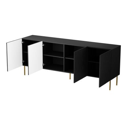 2. JUNGLE chest of drawers 190x40.5x74.5 black matt + gold legs
