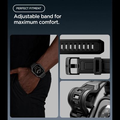 8. Spigen Rugged Armor Pro Case Strap for Apple Watch 46mm - Matte Black