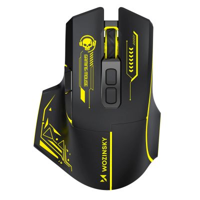 8. Wozinsky WMGB-1181 Wireless Optical Gaming Mouse 3200 DPI with Built-in Battery and Backlight - Black and Yellow