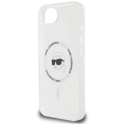 6. Karl Lagerfeld IML Metal Karl Head MagSafe Case for iPhone 16e White