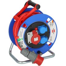 Brennenstuhl 1182770010 cable distributor, 25 m, 3 mains sockets, outdoor, black, blue, grey, red