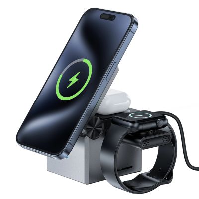 3. Acefast E18 Rubik's Cube 3 in 1 Inductive Charger - Black