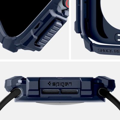 7. Spigen Rugged Armor Case for Apple Watch 10 46mm - Navy Blue