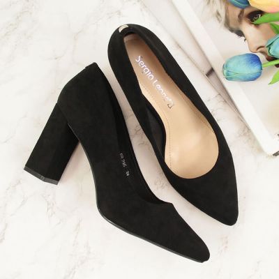 18. Sergio Leone W SK316A Suede Pumps on the Block Heel in Black 