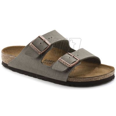 8. Birkenstock Arizona Birko-Flor Nubuck Stone regular women's/men's flip-flops wide gray (0151211)