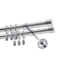 Double Curtain Rod Ø 19 mm Chrome 200 cm LUNA with Rings KOWALSKI