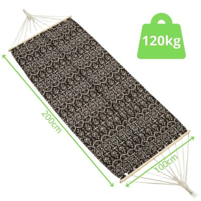11. GARDEN HAMMOCK FOR 1 PERSON 200X100CM WITH SPREADER BAR ETHNO BLACK AND WHITE
