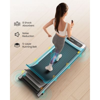24. Urevo U1 Smart Walkingpad Treadmill + TUCKANO Electrically Adjustable Desk Black/Walnut