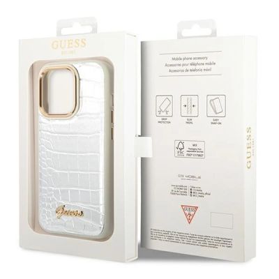 8. Guess Croco Collection case for iPhone 14 Pro 6.1" - silver