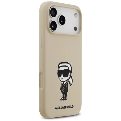 4. Karl Lagerfeld Silicone Karl Sketch & Logo MagSafe Case for iPhone 17 Pro Max - Brown