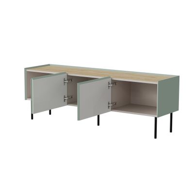 2. FELLINI TV cabinet 150x40x52 olive + oiled oak top