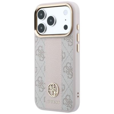 2. Guess 4G with Stripe Round and Classic Logos MagSafe Case for iPhone 17 Pro Max / 18 Pro Max - Pink