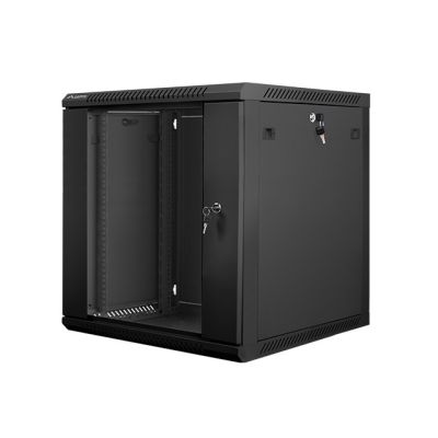 5. Lanberg WF01-6612-10B rack cabinet (12U; 635mm / 600mm / 600 mm; wall-mounted; Glass; 19''; black)
