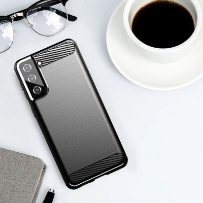 8. Carbon Case Flexible Cover TPU Case for Samsung Galaxy S21+ 5G (S21 Plus 5G) blue