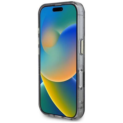 5. Guess Glitter Flowers Triangle Buttons MagSafe case for iPhone 16 black