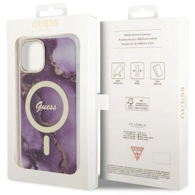 8. Guess GUHMP14SHTMRSU iPhone 14 6.1" purple/purple hardcase Golden Marble MagSafe