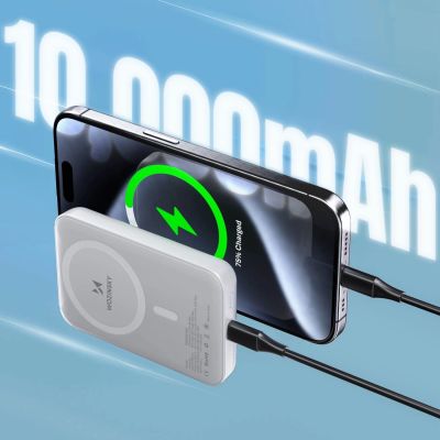 4. Wozinsky WRW349YWS 10000 mAh Magnetic Power Bank - White