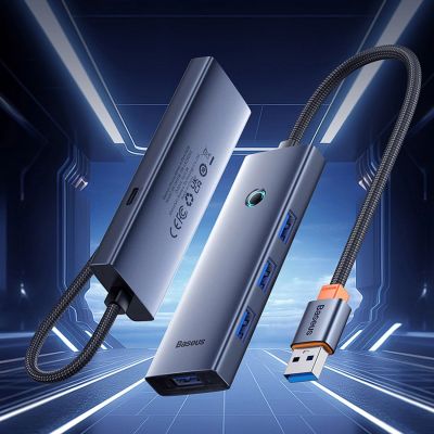 8. Baseus UltraJoy Series USB-A hub 4xUSB-A 3.0 1xUSB-C 5V - gray