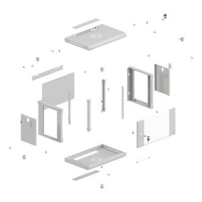 23. Lanberg 19" 6U 540x350 gray glass door wall-mounted rack cabinet (Flat Pack)