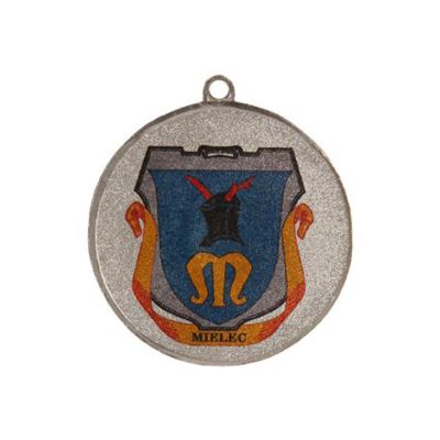 6. Silver medal with a 50 mm space for an emblem - steel medal with a LuxorJet color print
