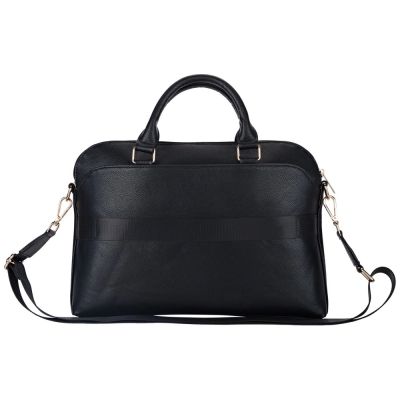 2. Guess Grained Zipper Pocket Triangle Logo 15" Laptop Bag - Black