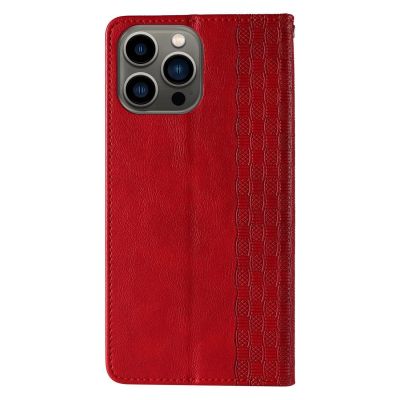 6. Magnet Strap Case Case for iPhone 14 Pro Max Flip Wallet Mini Lanyard Stand Red
