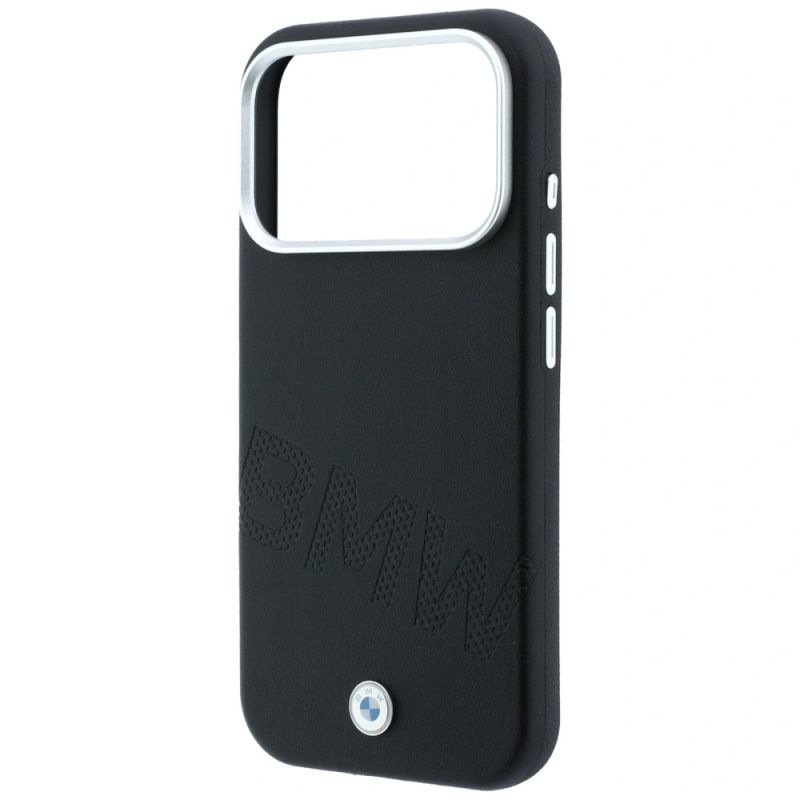 6. BMW Sign Inclined Deboss Letters MagSafe Case for iPhone 17 Pro / 18 Pro - Black