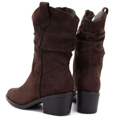 10. Women's ankle boots, ruffled cowboy boots, brown, Vinceza HX27-16536