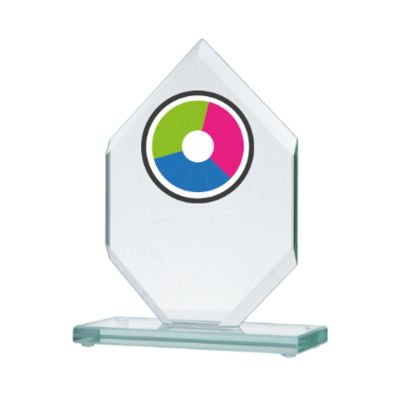 Glass trophy with LuxorJet color print