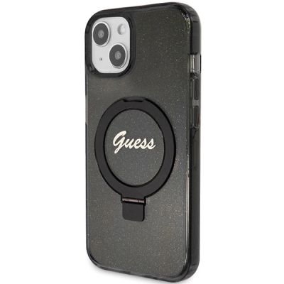 2. Guess Ring Stand Script Glitter MagSafe case for iPhone 13 / 14 / 15 - black