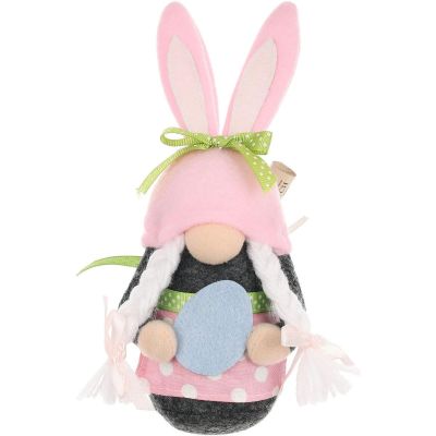8. Gnome Bunny Girl 20cm Pink with Gift Bag Spring Decoration