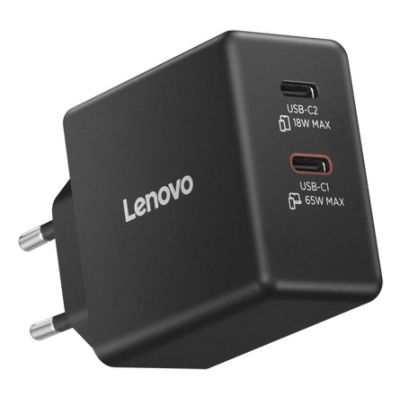 8. Lenovo G0A6065BEU GaN 2x USB-C 65W Wall Charger Black