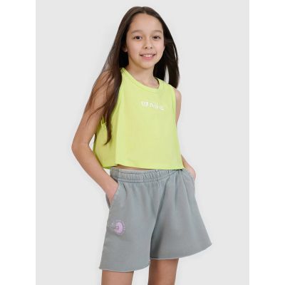 2. Girls' oversize printed crop top 4F 4FJWSS25TSLEF112-45S