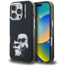 Karl Lagerfeld IML Aquarelle Karl & Choupette & Logo iPhone 16 Pro Case Black