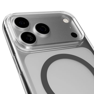 8. Puro Lite Mag TPU+PC Case Compatible with MagSafe for iPhone 17 Pro Max - Transparent with Gray Ring